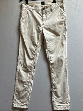 Hugo Boss Mens Slim Fit Light Cream Off White Chino Pants Size 30